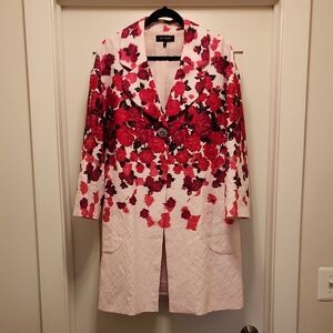 St. John Red and Pink Floral Blazer